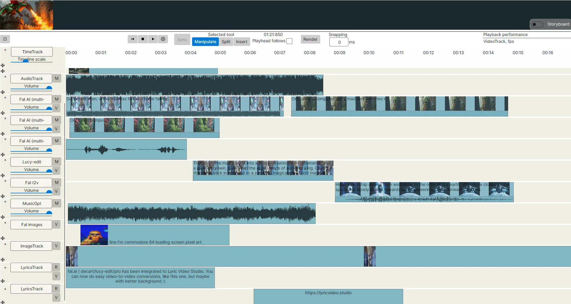Full Lyric Video Studio Editor Interface