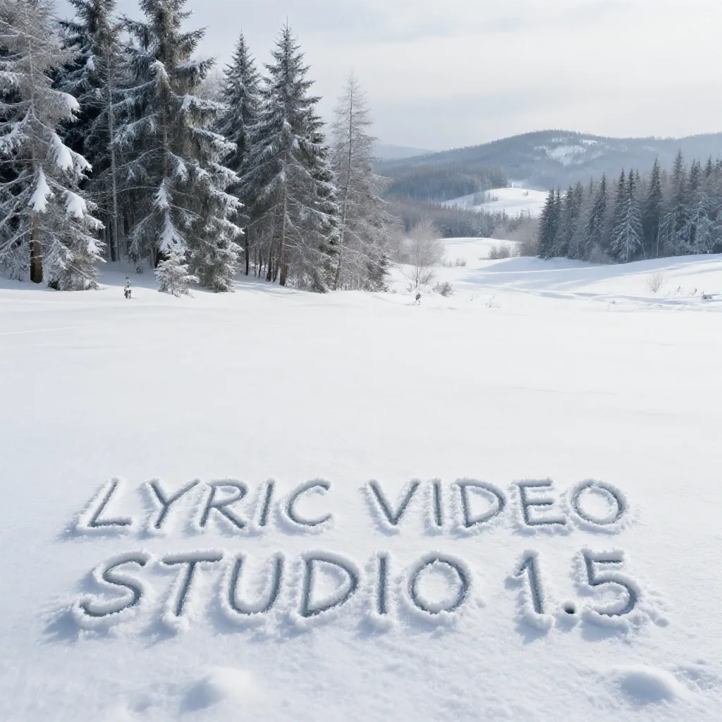 Winter scene wih text, made with Lyric Video Studio